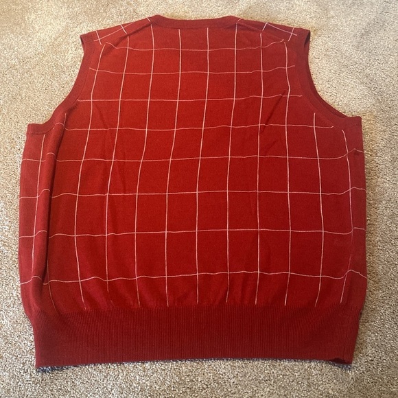 Patrick James Reserve Extra Fine Italian Merino Wool Windowpane Red Vest Sz XL - Picture 7 of 7